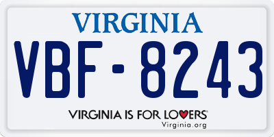 VA license plate VBF8243
