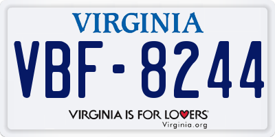 VA license plate VBF8244