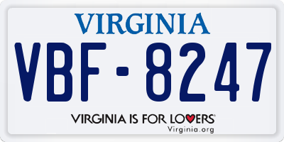 VA license plate VBF8247