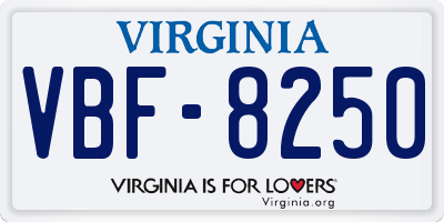 VA license plate VBF8250