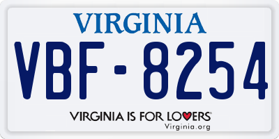 VA license plate VBF8254