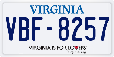 VA license plate VBF8257