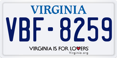 VA license plate VBF8259