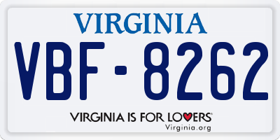 VA license plate VBF8262