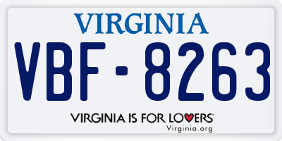 VA license plate VBF8263
