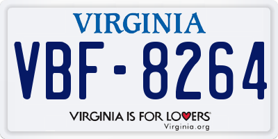 VA license plate VBF8264