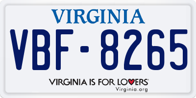 VA license plate VBF8265