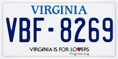 VA license plate VBF8269