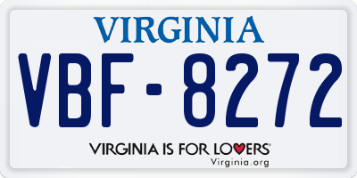 VA license plate VBF8272