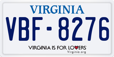 VA license plate VBF8276