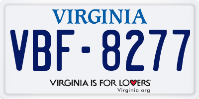 VA license plate VBF8277