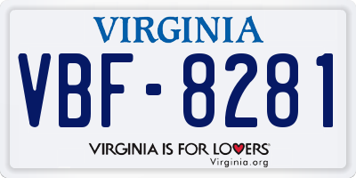 VA license plate VBF8281