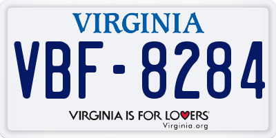 VA license plate VBF8284