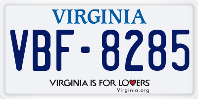 VA license plate VBF8285