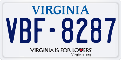 VA license plate VBF8287