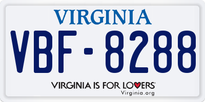 VA license plate VBF8288