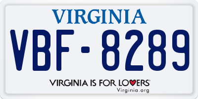 VA license plate VBF8289