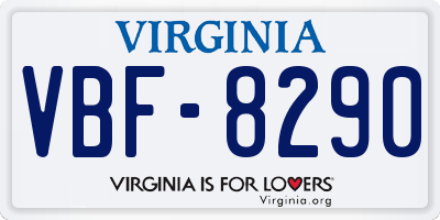 VA license plate VBF8290