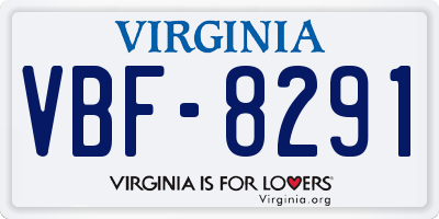 VA license plate VBF8291