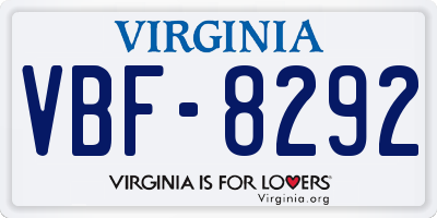 VA license plate VBF8292