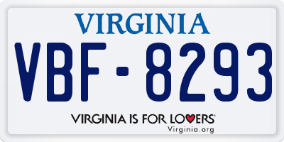 VA license plate VBF8293
