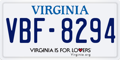 VA license plate VBF8294