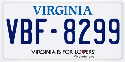 VA license plate VBF8299