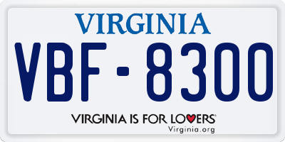 VA license plate VBF8300