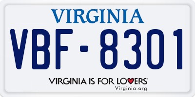 VA license plate VBF8301
