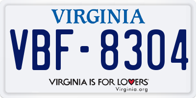 VA license plate VBF8304