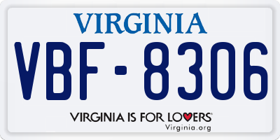 VA license plate VBF8306