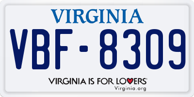 VA license plate VBF8309