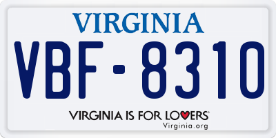 VA license plate VBF8310