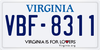 VA license plate VBF8311