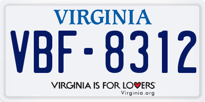 VA license plate VBF8312