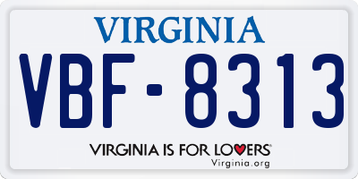 VA license plate VBF8313