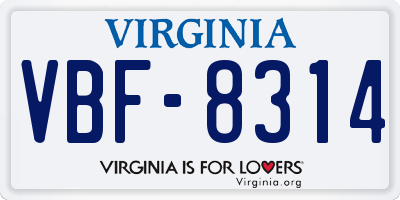 VA license plate VBF8314