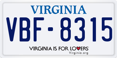 VA license plate VBF8315
