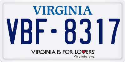 VA license plate VBF8317