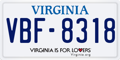 VA license plate VBF8318