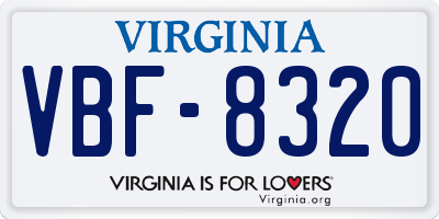 VA license plate VBF8320