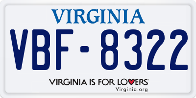 VA license plate VBF8322