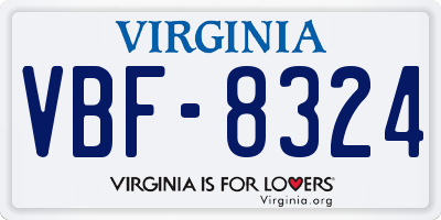VA license plate VBF8324