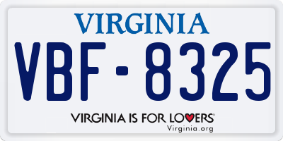 VA license plate VBF8325