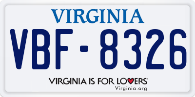 VA license plate VBF8326
