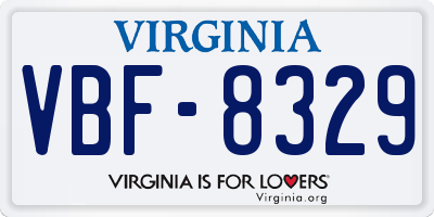 VA license plate VBF8329