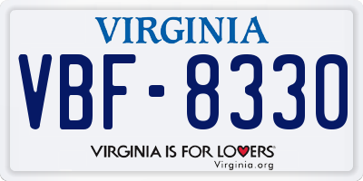 VA license plate VBF8330