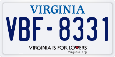 VA license plate VBF8331