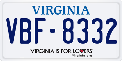 VA license plate VBF8332