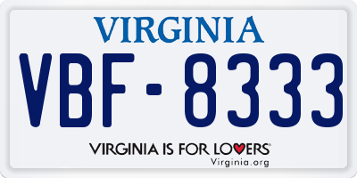 VA license plate VBF8333